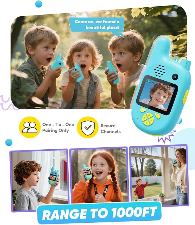 Video Walkie Talkies for Kids with Dual Cameras,2 Pack Rechargeable Kids Walkie Talkies Toys for Ages 3-9 Year Old Boy Girl, Birthday for 3 4 5 6 7 8 Year Old Boys Girls,Indoor&Outdoor