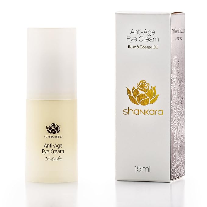 Shankara Ageless Eye Cream – Ayurvedic Under Eye Cream with Rose, Cucumber & Eyebright – Hydrating Formula for Fine Lines, Puffiness & Dark Circles – Clean & Cruelty-Free (15ml)