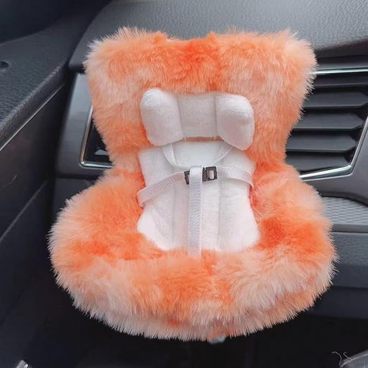 Doll Car Seat for 17cm Dolls with Air Vent Clip and Desktop Stand, Cute and Functional Car Ornament for Blind Box Doll Fans, Collectors (Orange Ombre)