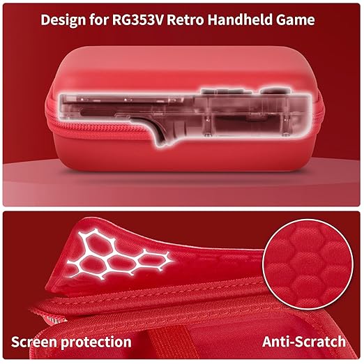 PAIYULE Travel Case Compatible with RG353V/ RG353VS/ R36S Retro Handheld Game Console, Handheld Emulator Storage Holder Organizer, Android Game Console Carrying Bag (Red) (Box Only)