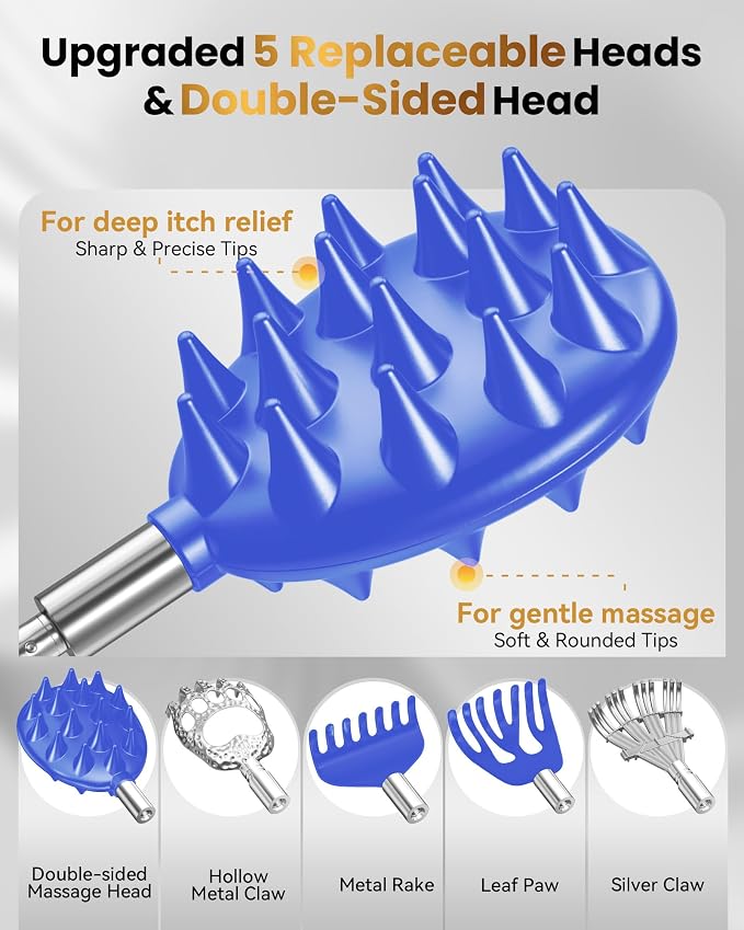 Telescoping Back Scratcher with 5 Detachable Heads, Fathers Day Dad Gifts for Husband, Dad, Men, Women, Practical Birthday Gifts for Men, Adults with Gift Box
