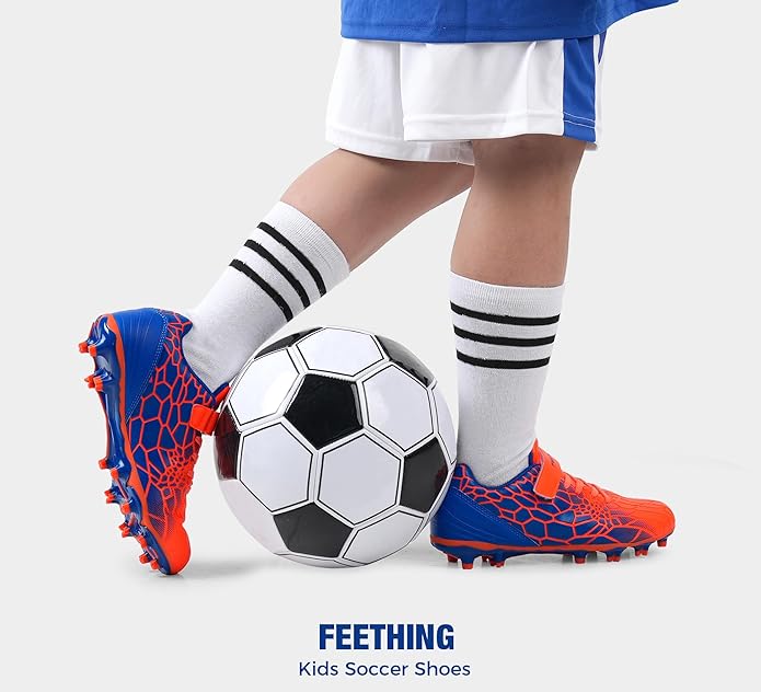 Kids Soccer Cleats for Boys Girls Soccer Shoes Firm Ground Youth Lightweight Athletic Training Football Cleats for Little/Big Kid