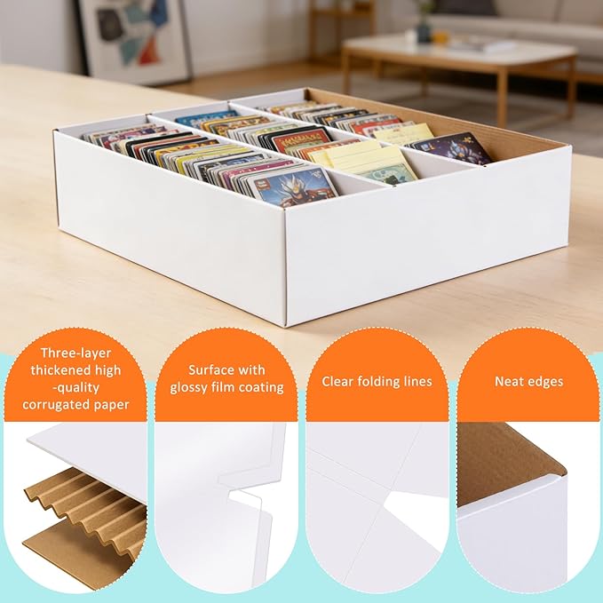 Card Storage Box,3 Rows about 2400 Count Collector Cards Box with Divider,Trading Card Storage Box for TCG/Mtg/Sports Card Storage and Collection,12.9"×10.4"×4.3"(1-Pack)