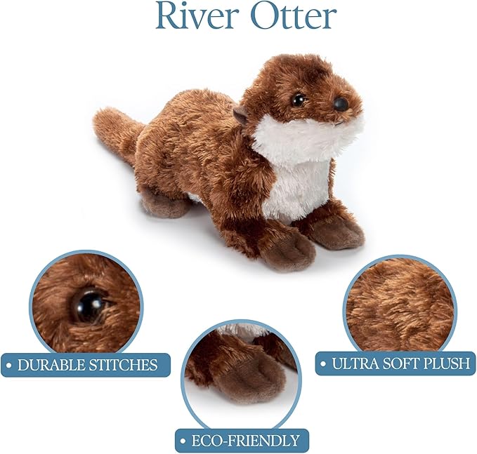 The Petting Zoo River Otter Stuffed Animal Plushie, Gifts for Kids, Scoopz Wildlife Animals, Otter Plush Toy 8 Inches