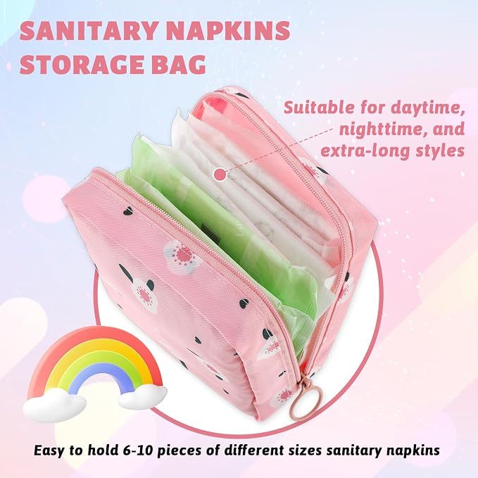 2Pcs Period Bag, Sanitary Napkin Storage Bag Portable Reusable Sanitary Pads Bags for Women Tampons Holder for Purse Period Pouch with Zipper Feminine Care Kit