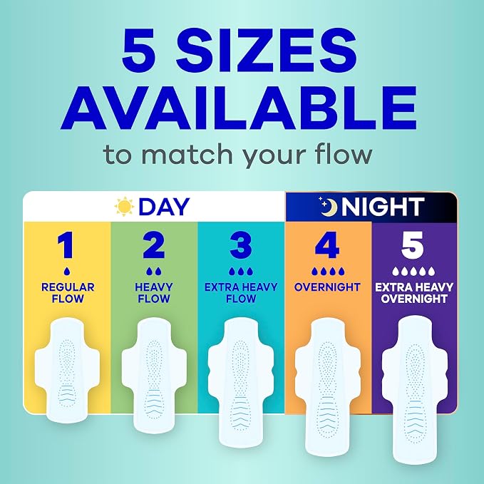Always Pure Cotton Feminine Pads for Women, FlexFoam Pads with Wings, Size 3, Extra Heavy Flow Absorbency, Unscented, 66 Count (3 Packs of 22)