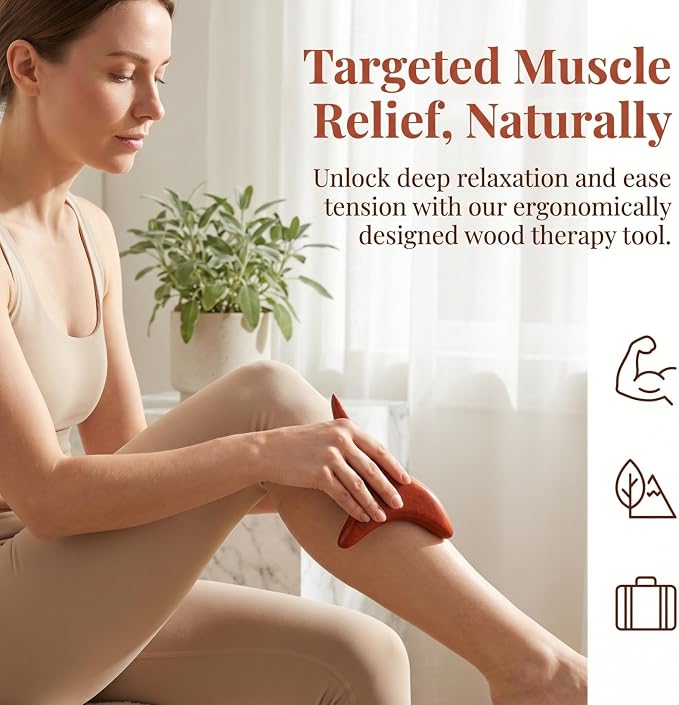 Wooden Massage Stick 2Pcs Set Trigger Point Massage Tool for Muscle Roller Body Massager for Legs Arms Neck Back Relief