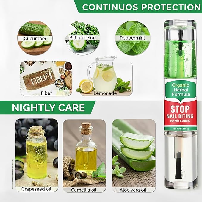 Nail Biting Treatment for Kids, 10 ML Nail Biting Prevention, Safe & Effective Solution to Help Break Nail-Biting Habit, Thumb Sucking Deterrent, Bitter Taste Formula, Easy to Apply