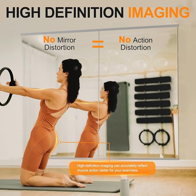 Delma Home Gym Mirror, 54''x28''x2PCS Silver | Large Full Body, Tempered Glass Frameless, Wall-Mounted, For Gym, Yoga, Garage, Bedroom, Bathroom