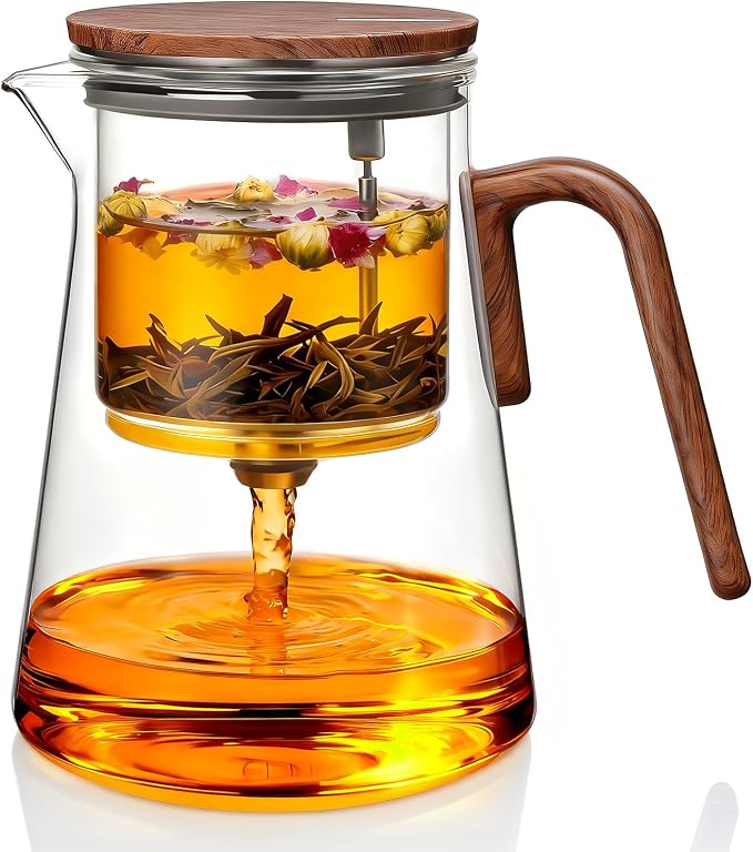 ZENS Magnetic Tea Pot, Enchanted Magic Glass Teapot with Infuser for Loose Leaf Tea Steeper, Mess-Free Magnetic Tea Maker Tea Diffusers for Herbal Tea Lovers Ideal Gifts, 34oz (1000 ml)