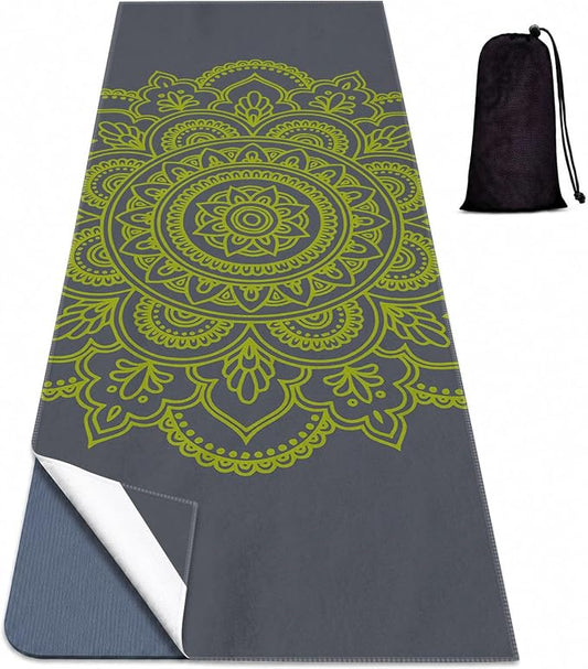 Yoga Mat Towel, Hot Yoga Non Slip with 4 Corner Pockets, 70 x 26 in | Soft Absorbent Microfiber With Four Corner Pockets, Fits Over Yoga Mats For Hot Yoga, Pilates, Gym, And Travel