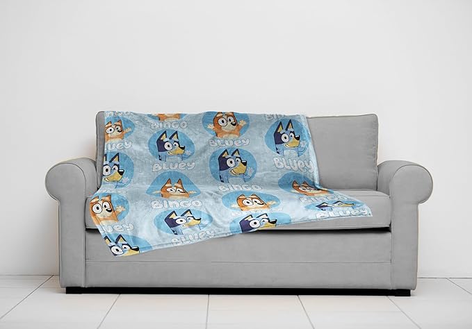 Jay Franco Bluey & Bingo Plush Throw Blanket for Boys & Girls – 46" x 60" Soft Fleece Kids Blanket for Bedroom, Couch & Travel, Official Licensed Product