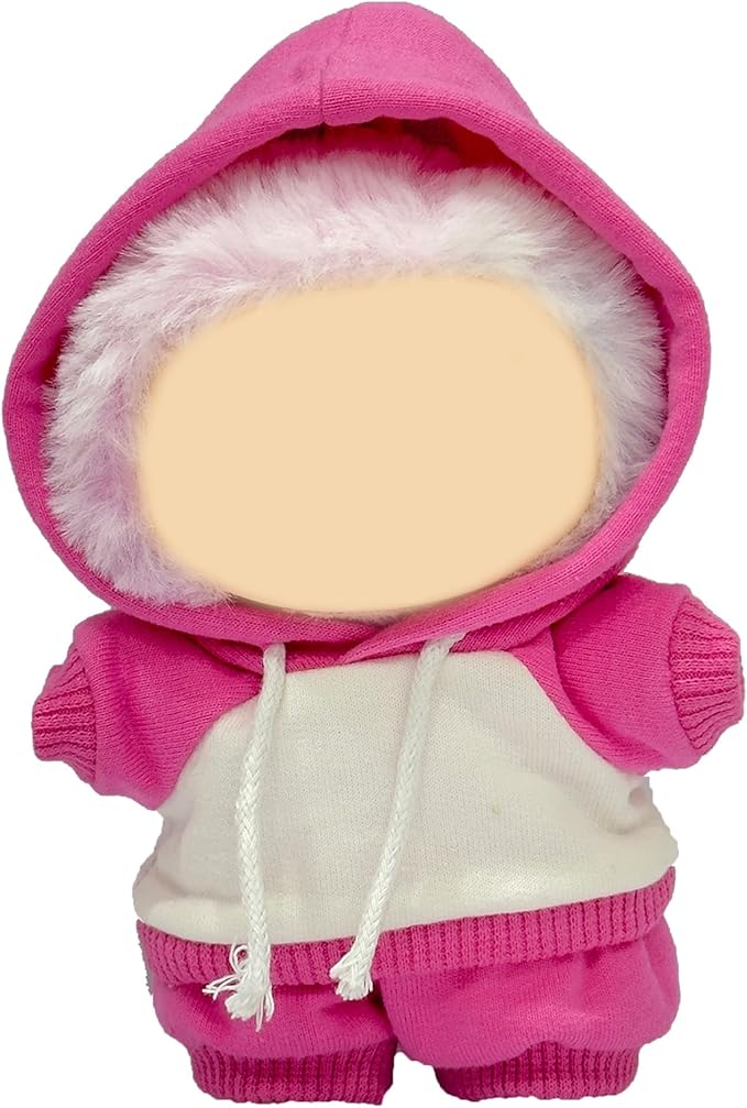 17cm Dolls Clothes,Casual Stylish Hoodies & Pants Doll Outfit Set, Stylish Doll Clothing Accessories for 17cm/15cm-Pink(No Doll)