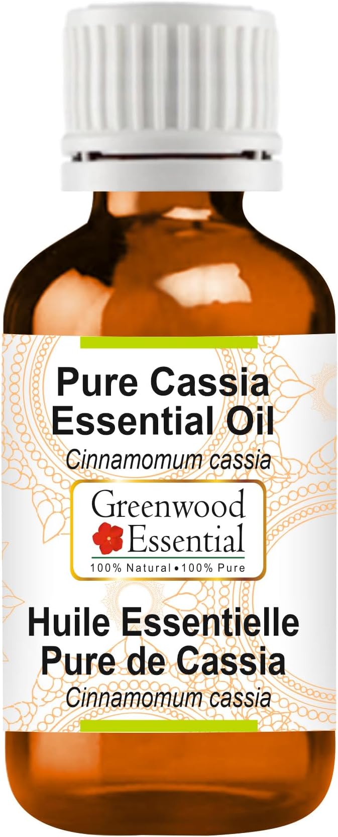 Greenwood Essential Cassia Essential Oil (Cinnamomum Cassia) Pure | Non-Sticky | Non-Greasy | Lightweight | Men & Women | All Skin Types | Steam Distilled 50ml (1.69 oz)