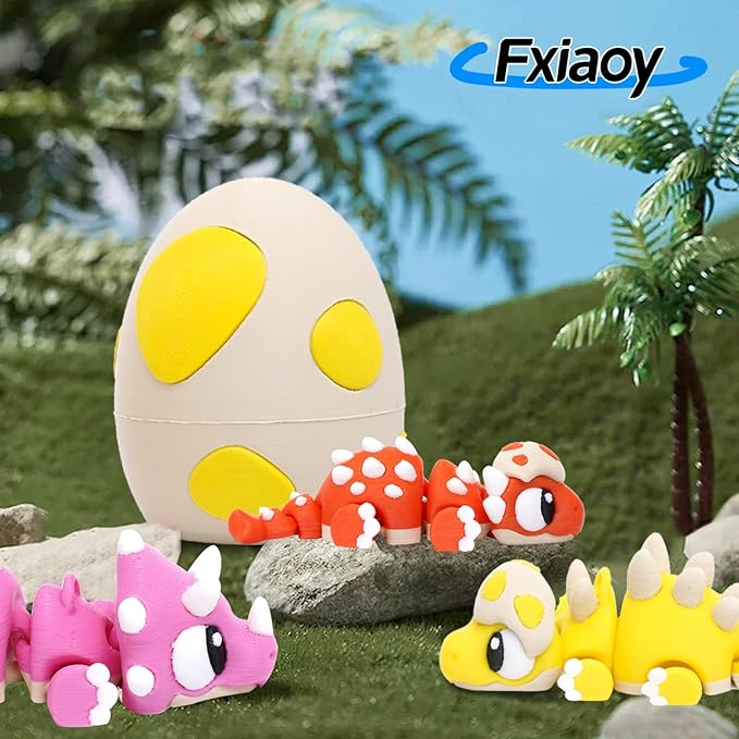 3D Printed Exquisite Dinosaur Egg Toy Model, Fully Articulated 3D Printed Toy. (Yellow)