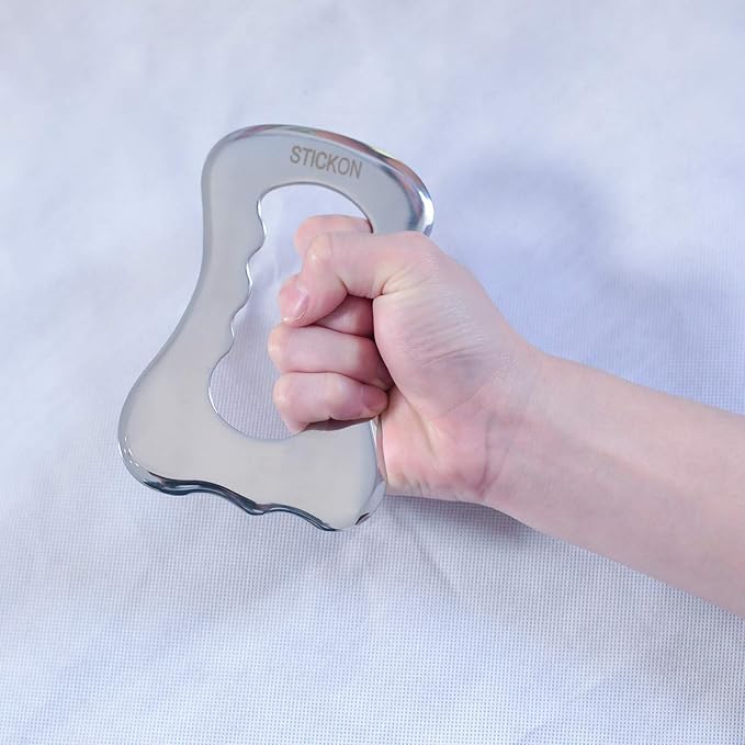 STICKON Stainless Steel Gua Sha Scraping Massage Tool IASTM Tools Great Soft Tissue Mobilization Tool (STICKON-04)