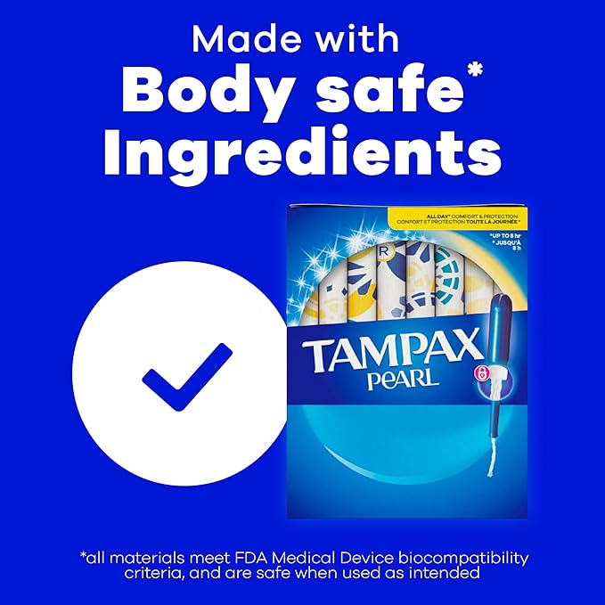 Tampax Pearl Plastic Tampons for Women Multipack, with LeakGuard Braid, Light/Regular/Super Absorbency, Unscented, 204 Count (6 Packs of 34)