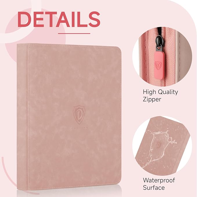 9 Pocket Card Binder,360 Pockets Trading Card Binder,Double Sided Pocket Collection Binder,Card Folder for MTG,TCG,Game Cards,Sport Cards,Pink