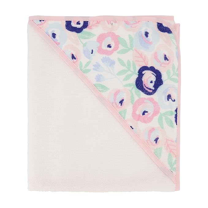 Cudlie Buttons & Stitches Baby Girl 6 Pack Rolled/Carded Hooded Towels in Blooms & Dots Print, GS71731