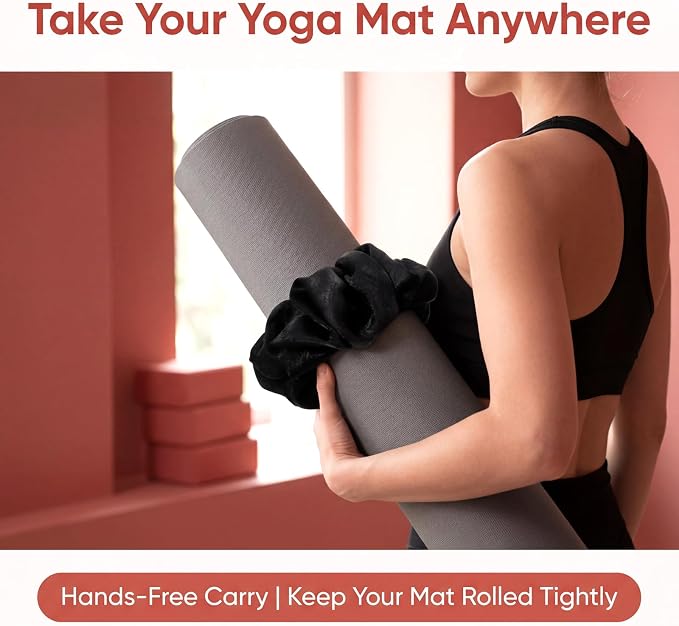 Yoga Mat Scrunchie Yoga Mat Strap Band Holds Your Yogas Mats in Style Stylish Holder Stretchable Velvet Fabric Fits All Standard Yogamats (mat not included)