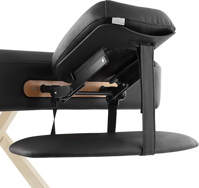 Saloniture Professional 4-Section Electric Lift Massage Table - Includes Armrest, Headrest, Face Cradle and Bolster - Black