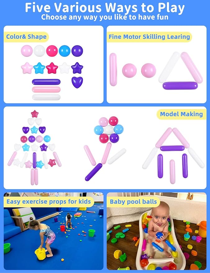 STARBOLO Ball Pit Balls for Toddlers - Macaron Ball Pit Balls Crush Proof Plastic Toy Balls for Toddlers Ball Pits, Ball Pit Play Tent, Baby Pool Water Toys,500pcs