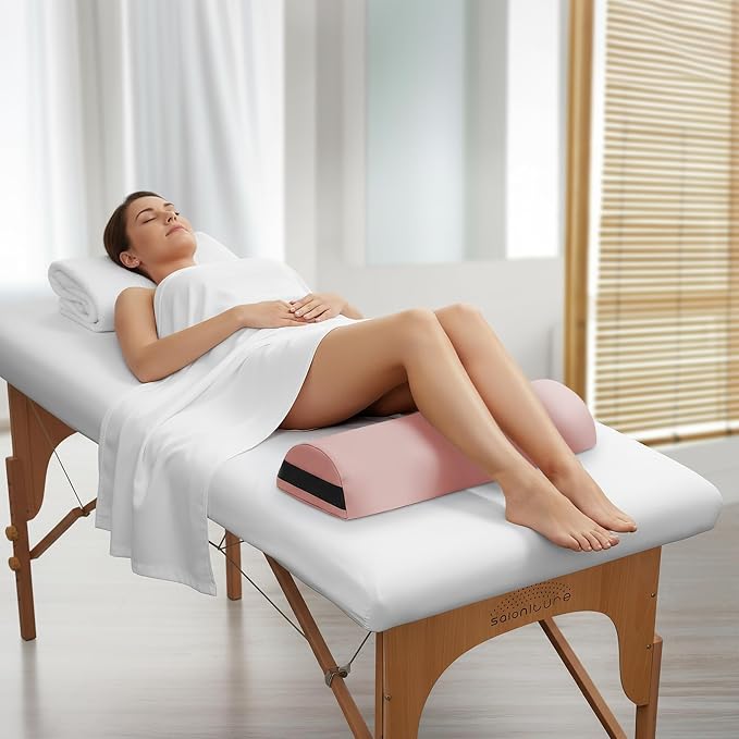 Saloniture Jumbo Half Round Massage Table Bolster Under-Knee Pillow Pad - 26 x 9 x 4.5 Inch - Pink