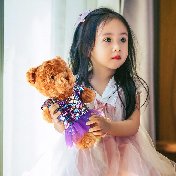 Set of 2 Summer Teddy Bear Clothes Cap & Gow Outfit Fits Make Your Own Most 14" - 18" Bear Plush Stuffed Animal Outfit Pet Dog Doll Cap and Gown Build a Bear Clothe(Mermaid Style, Fit 14"-18")