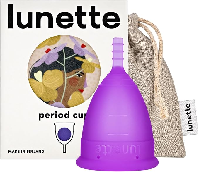Lunette Menstrual Cup - Reusable Period Cup – Medical-Grade Silicone | 12‑hour Comfort, Reusable up to 10 years, BPA‑free, Tampon alternative, Made in Finland, Size 2 Violet