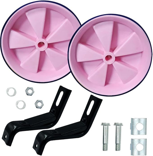 1 Pair Bicycle Auxiliary Wheel Bike Training Wheels Stronger Version Heavy Duty Rear Bicycle Stabilizers Accessories (Pink, 12in)