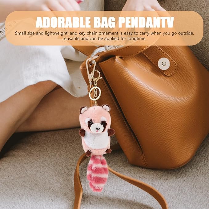 Raccoon Keychains Plush Stuffed Keychain Cute Soft Plush Raccoon Keychain Animal Pendant Toy Jewelry for Bag Purse