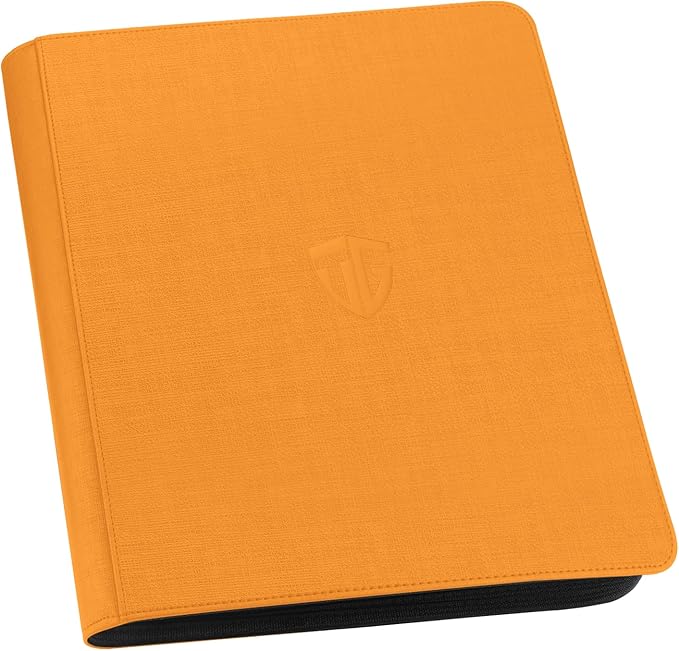 Toploader Binder,Holds 216 Toploaders,9 Pocket Top Loader Binder with Sleeves for 3"x4" Rigid Toploaders Hard Cases,Top loader Binders for TCG, MTG Card Binder, Trading Cards Binder(Orange)