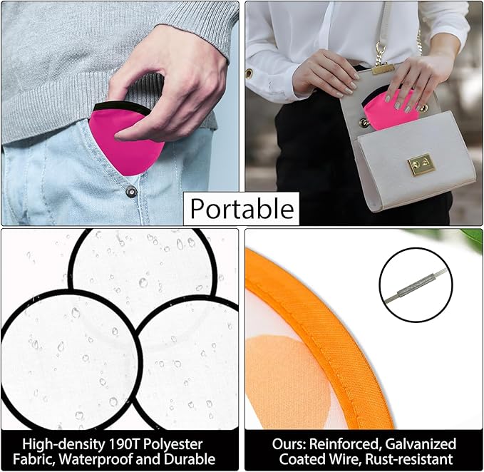 Foldable Flying Disc Fans Set with Bags, 9.8 Inch Black Egde Fabric Beach Flying Disc for Wedding Gift Party Favors Outdoor Activity