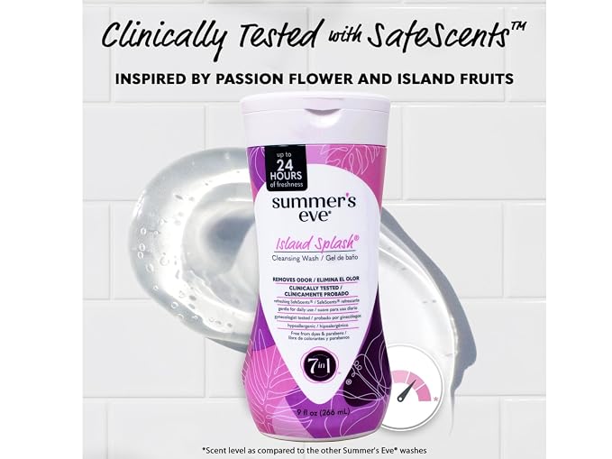 Summer's Eve Island Splash Refreshing Daily Feminine Wash, Removes Odor, pH balanced, 9 fl oz. (Pack of 4)