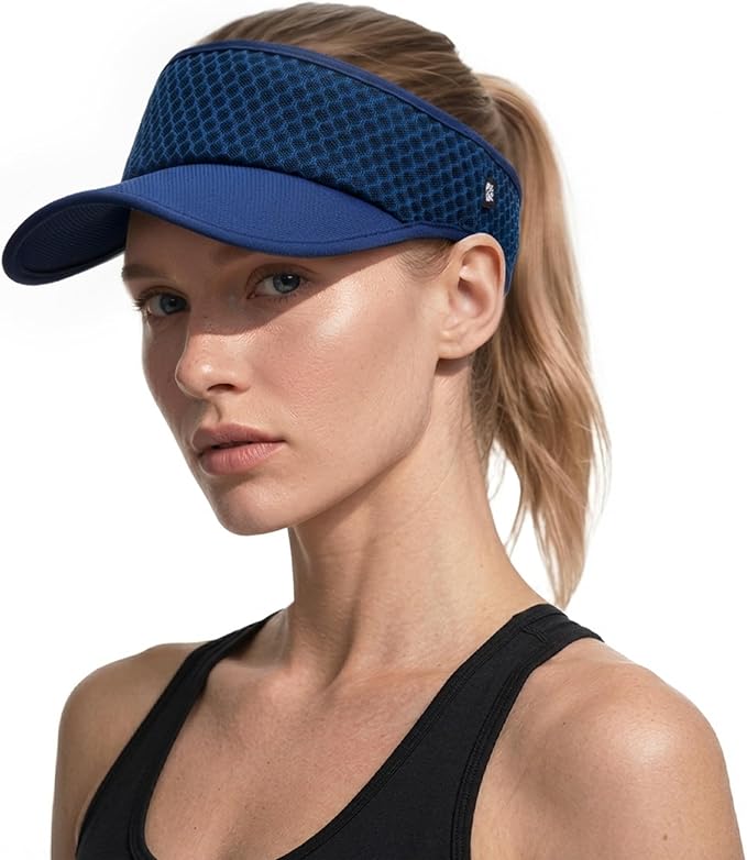Breathable Mesh Sun Visor Lightweight Sport Hat for Men Women | Adjustable Elastic Machine Washable Moisture Wicking Quick Dry Comfortable Sun Protection for Golf Running Tennis Hiking
