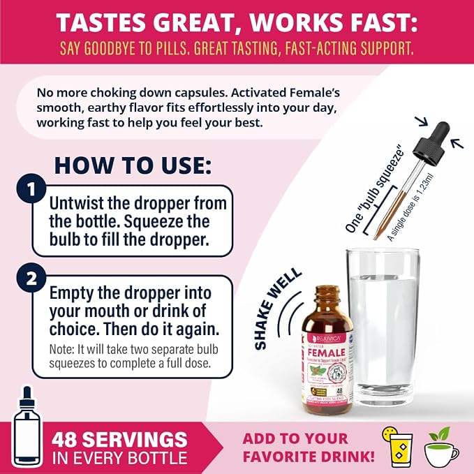 Rejuvica Activated Female Libido Booster Drops for Women | Maca, Horny Goat Weed, Damiana & Ashwagandha | Supports Desire, Intimacy & Overall Wellness | 1+ Month Supply