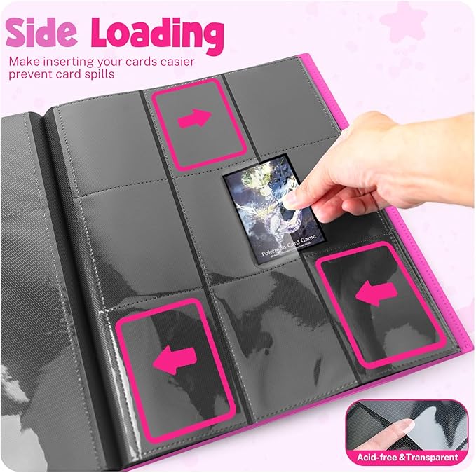 Card Binder, 9 Pocket Trading Card Album Folder,20 Pages, 360 Card Capacity Sports Card Binder, Premium Card Binders Compatible with MTG, TCG, Baseball Cards (Rose Red)
