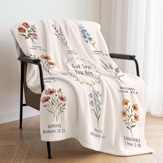 COMFAR Christian Gifts for Women Faith, Inspirational/Religious/Spiritual/Baptism Gifts for Adults/Girl, Soft Throw Blankets for Women/Men, First Holy Communion Gifts for Girls 50"x 60"