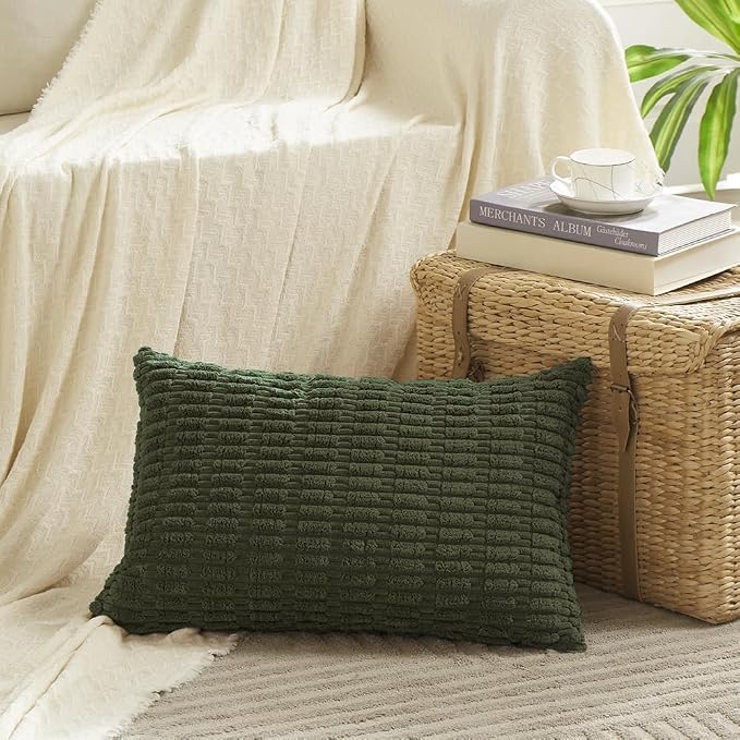 Fancy Homi 4 Packs Decorative Throw Pillow Covers for Living Room Couch Bed, Modern Farmhouse Boho Home Décor Accent Cushion Case, 24" x 14", Olive Green