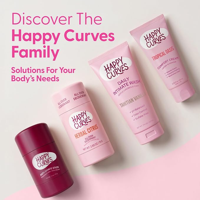 HAPPY CURVES All Over Whole Body Deodorant for Women - Aluminum-Free - Invisible All Day Layer of Full Body Protection for Long Lasting Odor Control, Sensitive Skin, & Private Parts - Herbal Citrus