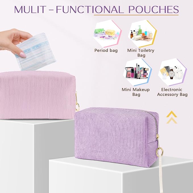 Likesing Tampon Holder for Purse, Corduroy Period Bag Sanitary Napkin Storage Bag for Girls Womens, Portable Feminine Emergency Pad Period Pouch(Light Blue)