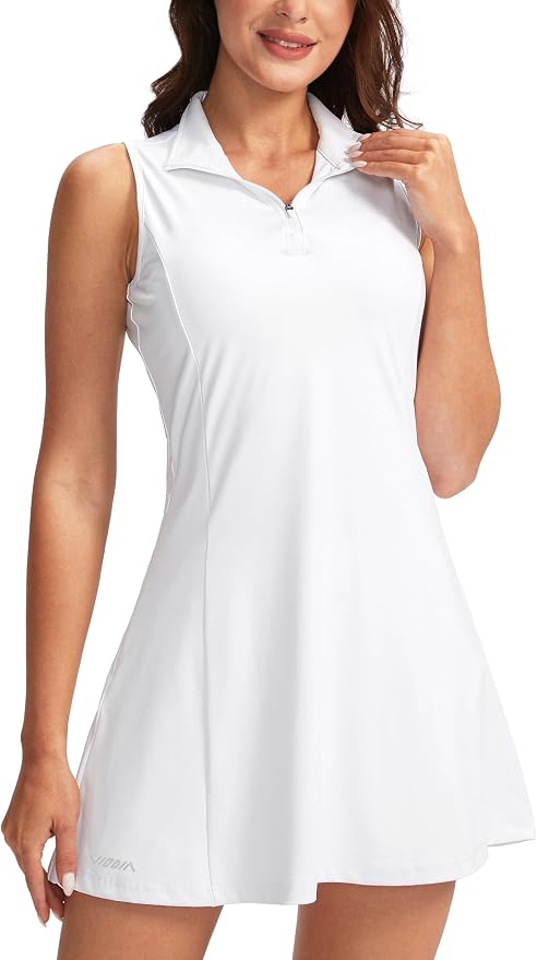 Viodia Women's Tennis Golf Dress with Shorts | Active, Exercise, Workout, Sports, Athletic, Dresses for Women, with Zipper Pockets