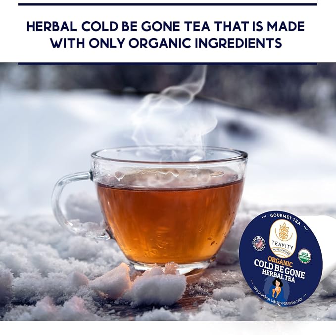 Organic Rooibos Tea Pods for Keurig with Lemon, Mint, Licorice - Unsweetened Decaf Tea for K Cup Brewing - Cold- Be-Gone by Teavity (36 Tea Pods)