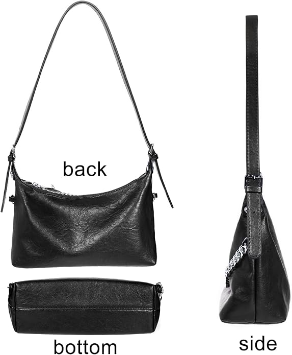 Women Shoulder Bag PU Leather Classic Trendy Purse with Adjustable Strap Chain Decoration