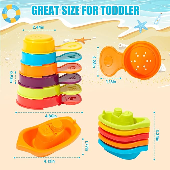 Baby Bath Toys for Kids Ages 1-3 Mold Free Bath Toys for Toddler 2-4 Bathtub Sand Beach Pool Water Toys with Tub Toys for Babies 12 18 Months, 11Pack