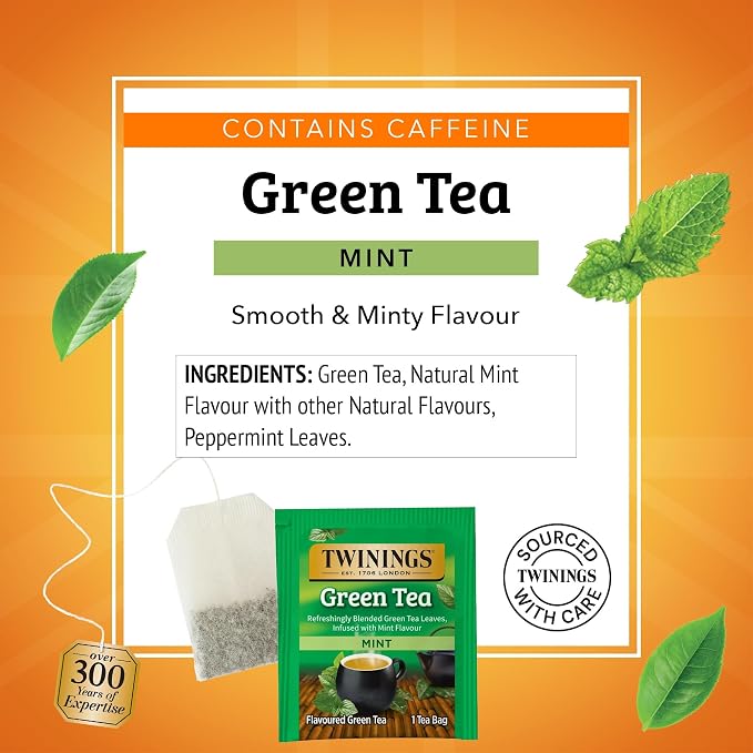 TWININGS TEA, TEA,GREEN,MINT 20 BAG (Pack of 2)