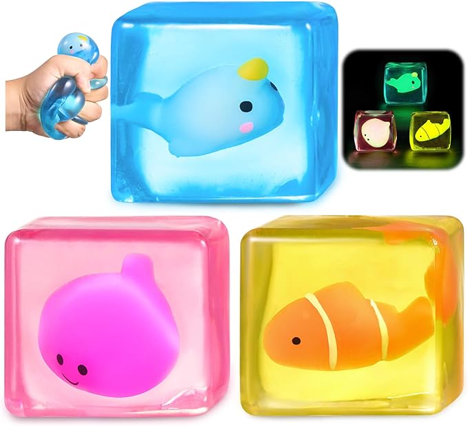 Stress Cube Fidget Toys Adults - Sensory Toys for Kids with Autism Stress Balls for Adults Squishy Toys for Anxiety Squeeze Fidgets for Teens Stress Relief Gifts for 3 4 5-7 8-12 Year Old Girls Boys