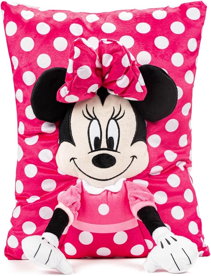 Disney Minnie Mouse 3D Snuggle Pillow - Super Soft Pink Plush Pillow - Measures 15 Inches