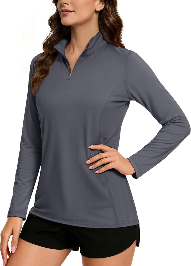 TACVASEN Women's Quarter Zip Pullover Golf Shirts UPF 50+ Long Sleeve Sun Shirts UV Protection Workout Tops