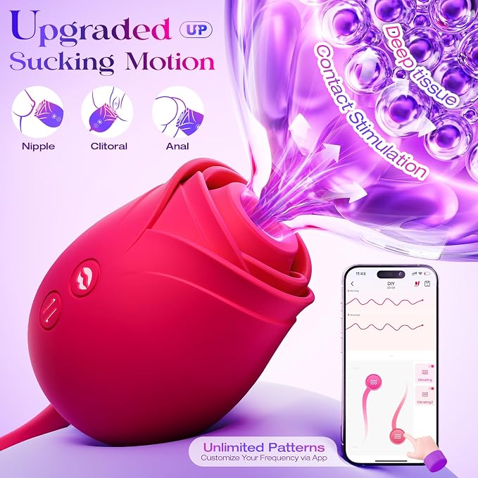 Vibrator Dildo Sex Toys for Women - MOOLIGIRL Rose Sex Toy with Thrusting G Spot Vibrators & 10 Sucking Modes for Clitoral Nipple Stimulation Anal Dildos Adult Sex Toys Games for Couples Sex Machine